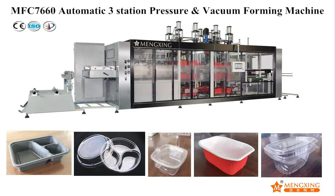 Fully-auto Vacuum Pressure Forming Machine 3 Station Mengxing MFC7660